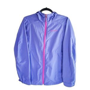 Columbia Womens Windbreaker Purple S Hooded Full Zip Logo Jacket